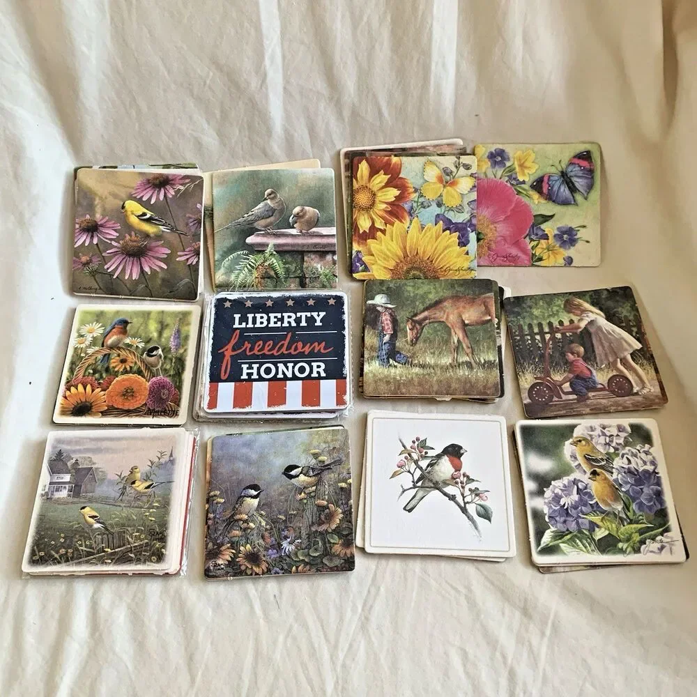 VTG Paper Coasters Lot Cottagecore Country Birds Flower (46 PCs) Mixed Used NEW